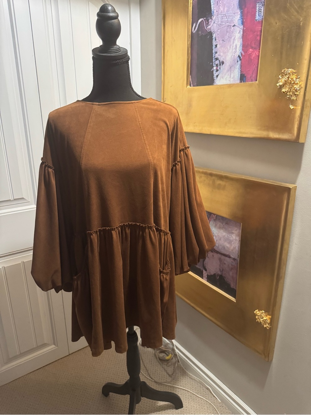 Free People Brown Peasant Tunic Top